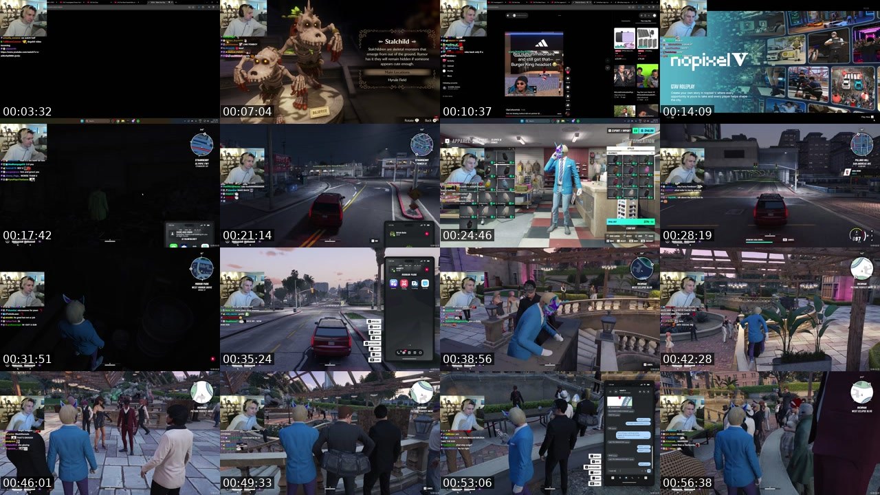 Contact-sheet preview of xQc's Kick recording