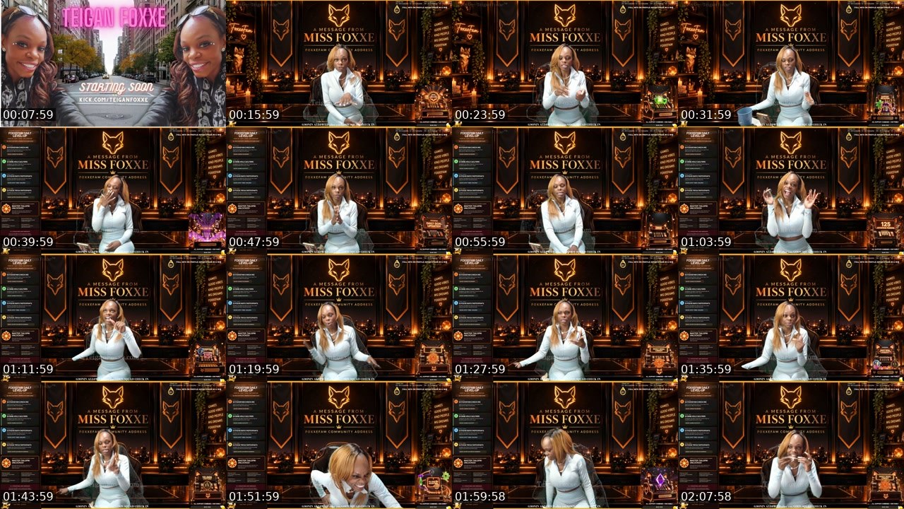 Contact-sheet preview of TeiganFoxxe's Kick recording