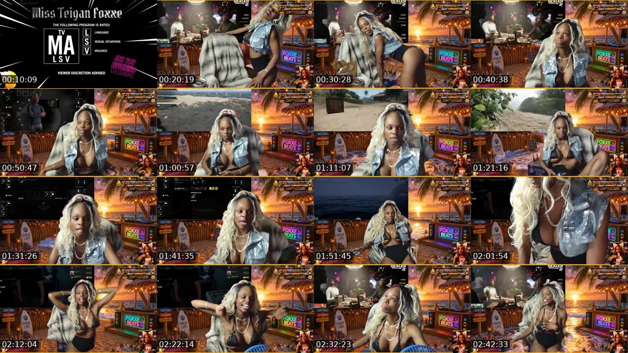 Contact-sheet preview of TeiganFoxxe's Kick recording