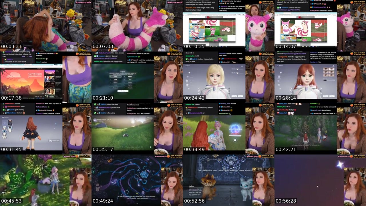 Contact-sheet preview of Amouranth's Kick recording